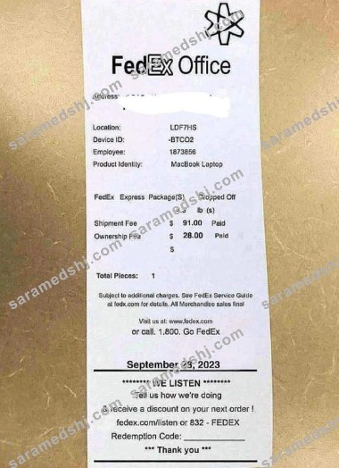Fedex office payment receipt